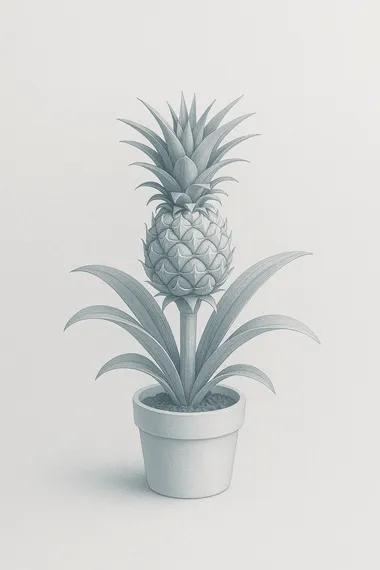 Zeichnung einer Ananas-Pflanze im Topf