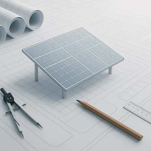Photovoltaik-Carport auf einem Bauplan